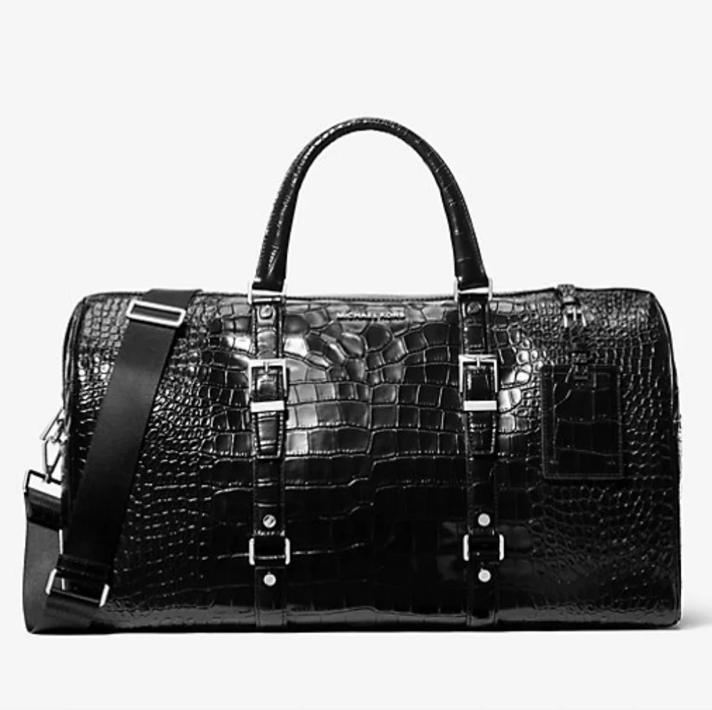 🥳SOLD🥳Micheal KorsTravel XL Metallic Crocodile Embossed Leather Weekender Bag - Picture 5 of 5